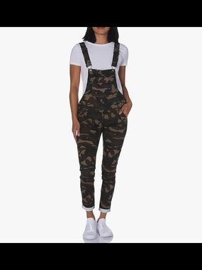 Camo Utility Overalls in Olive Green